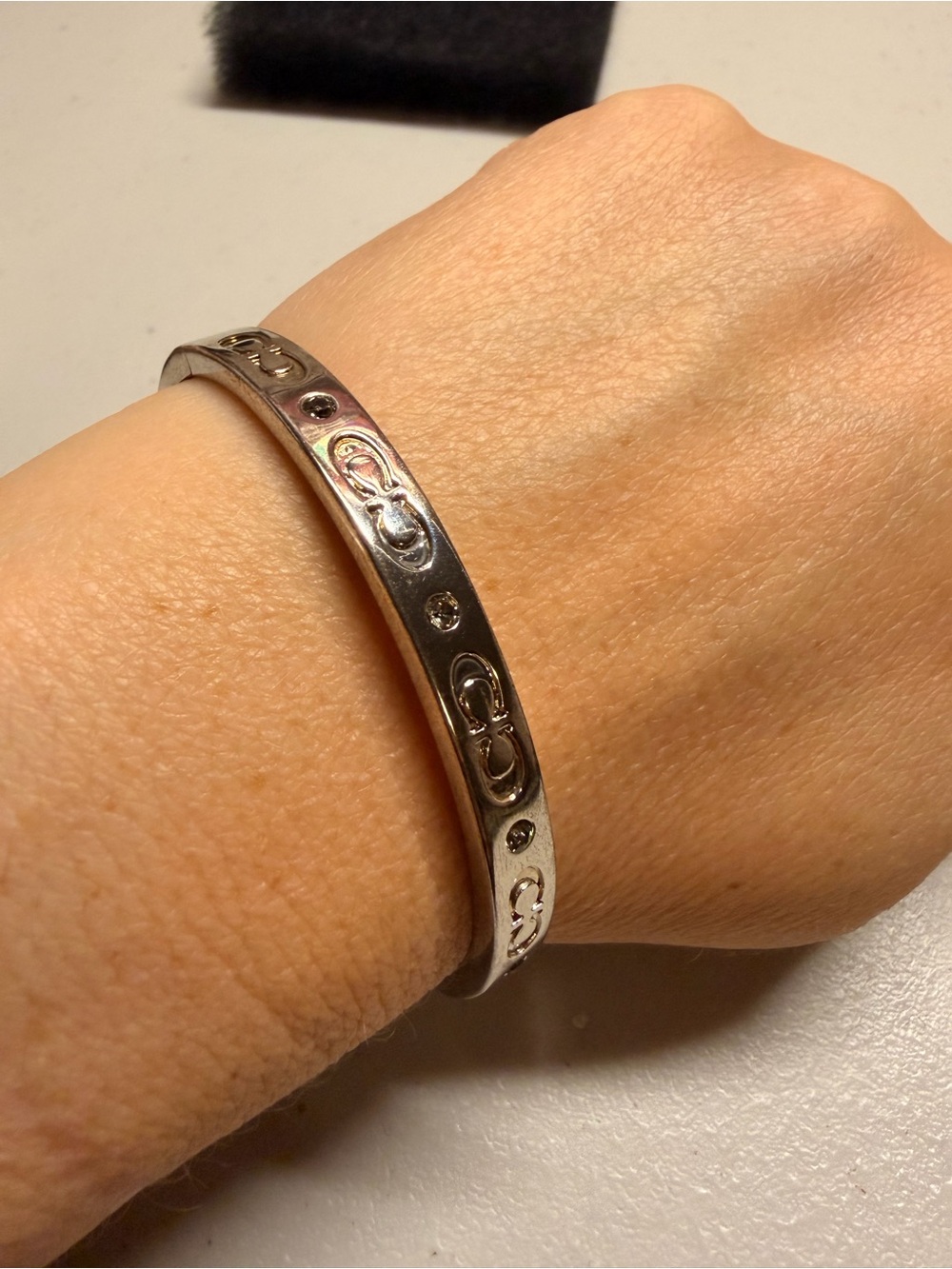 Coach Silver-Tone Signature C Link Bangle Bracelet